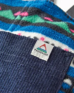 Ace Recycled Polar Fleece Overalls - Mountain Geo Tidal Blue