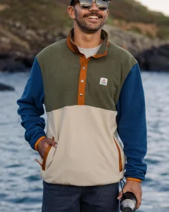 Adrift Recycled Polar Fleece - Khaki Green/Oatmeal