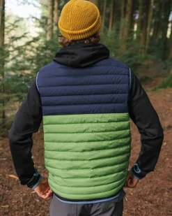 Ashland Down Recycled Vest - Rich Navy/Pear Green