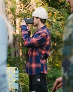Backcountry Long Sleeve Check Shirt - Rich Navy/ Red Ochre Check