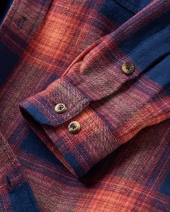 Backcountry Long Sleeve Check Shirt - Rich Navy/ Red Ochre Check