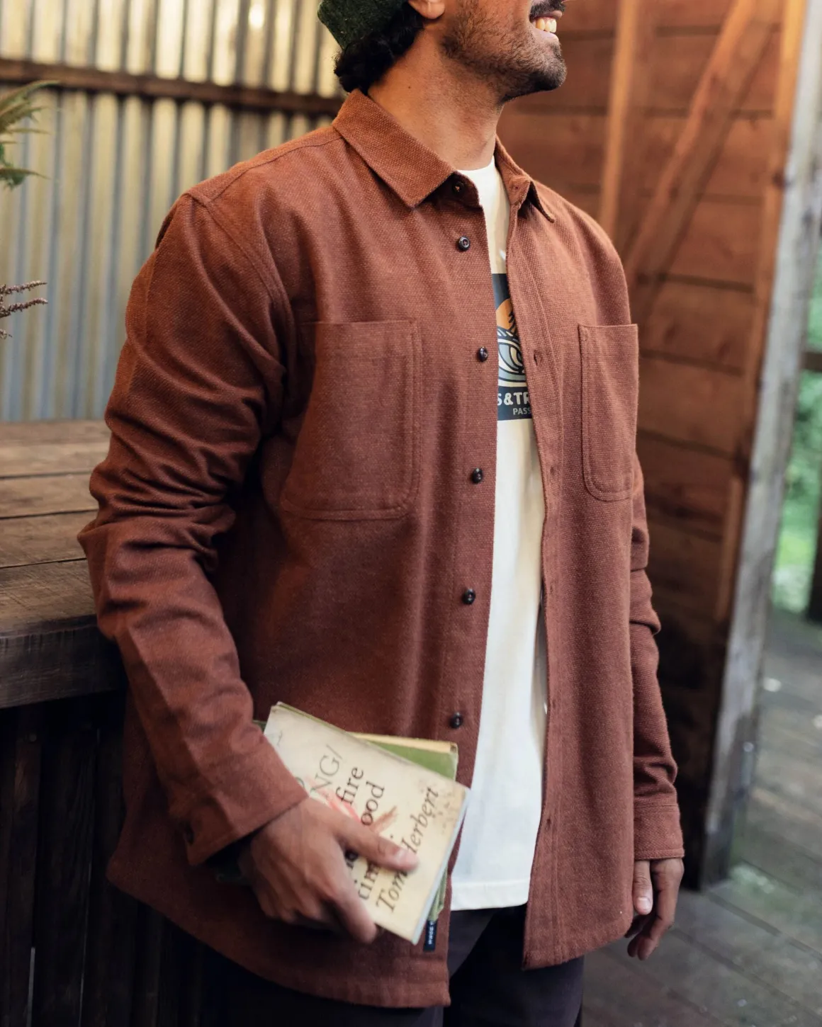 Backcountry Long Sleeve Flannel Shirt - Cappuccino/Dusty Ochre