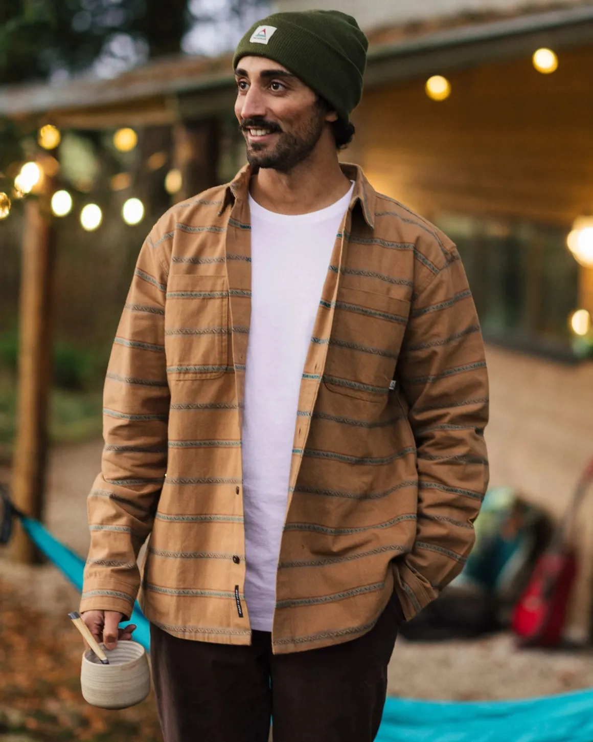 Backcountry Stripe Long Sleeve Shirt - Toffee Jacquard