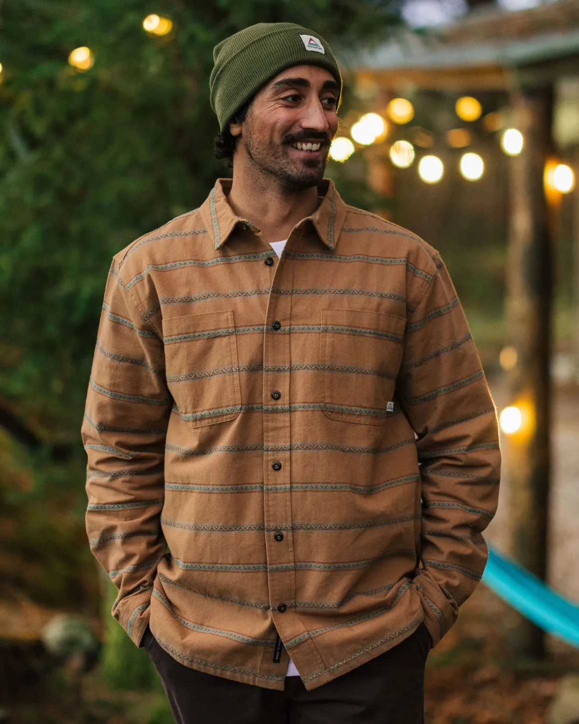 Backcountry Stripe Long Sleeve Shirt - Toffee Jacquard