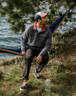 Bark Recycled Quilted Button Up Sweatshirt - Charcoal