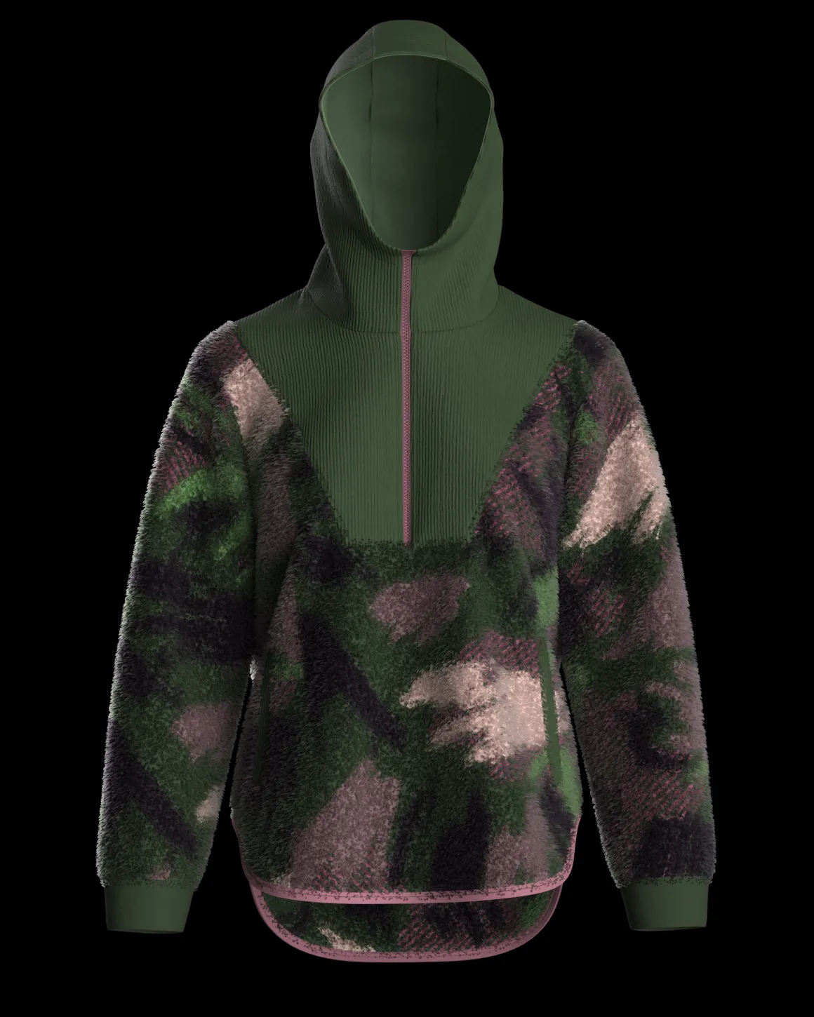 Beaumont Recycled Sherpa Hooded Fleece - Abstract Mountain Fir Tree