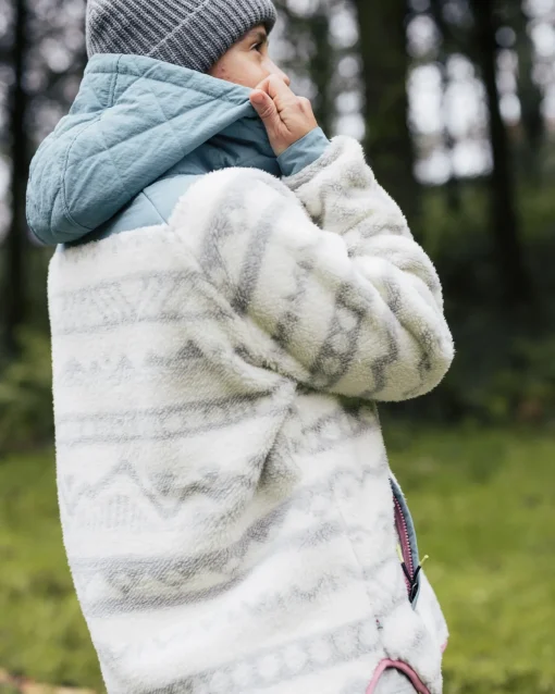 Beaumont Recycled Sherpa Hooded Fleece - Mountain Geo Vintage White