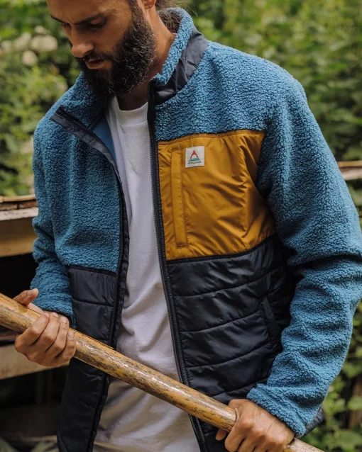 Born Explorer Recycled Polar-Lined Sherpa Fleece - Blue Steel