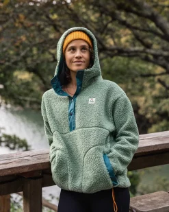 Calla Hooded Recycled Polar-Lined Fleece - Pistachio