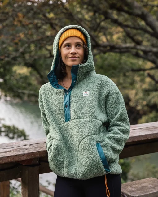 Calla Hooded Recycled Polar-Lined Fleece - Pistachio