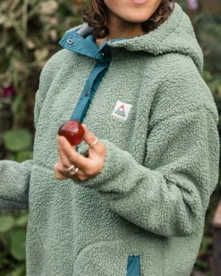 Calla Hooded Recycled Polar-Lined Fleece - Pistachio
