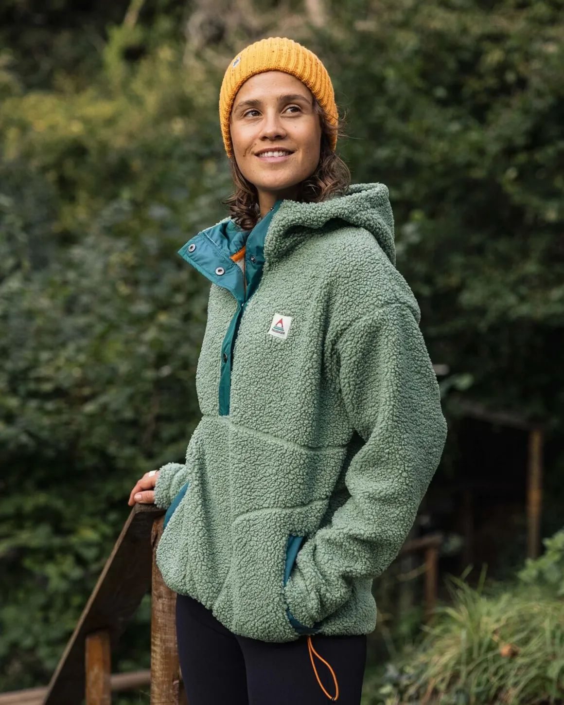 Calla Hooded Recycled Polar-Lined Fleece - Pistachio