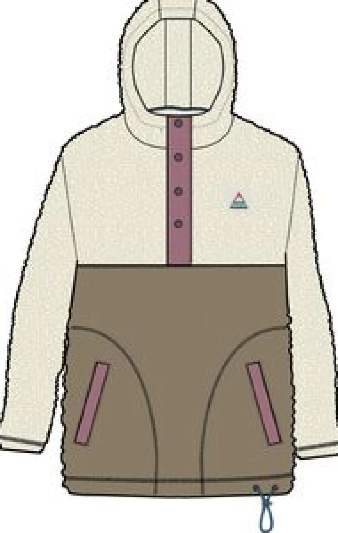 Calla Hooded Recycled Polar-Lined Fleece - Feather/Biscuit