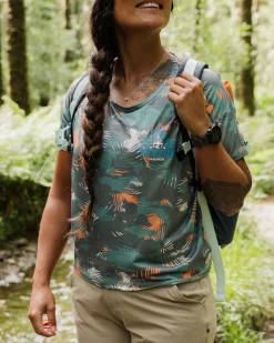 Chakra Tie Back Active Recycled T-Shirt - Palm Camo Deep Sea