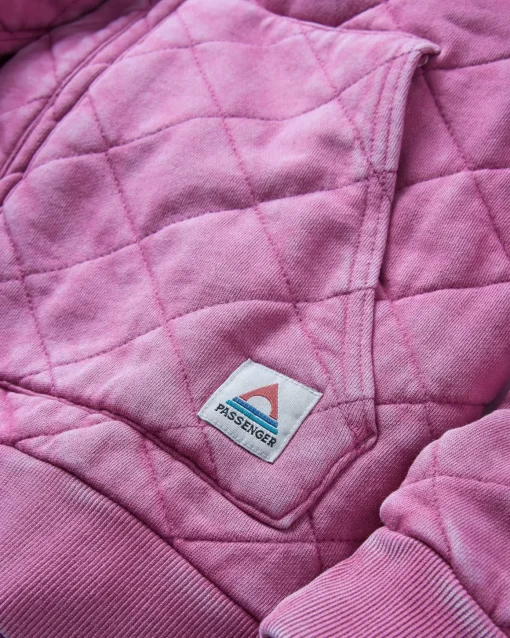 Clementine Recycled Quilted Button Up Hoodie - Mauve Haze