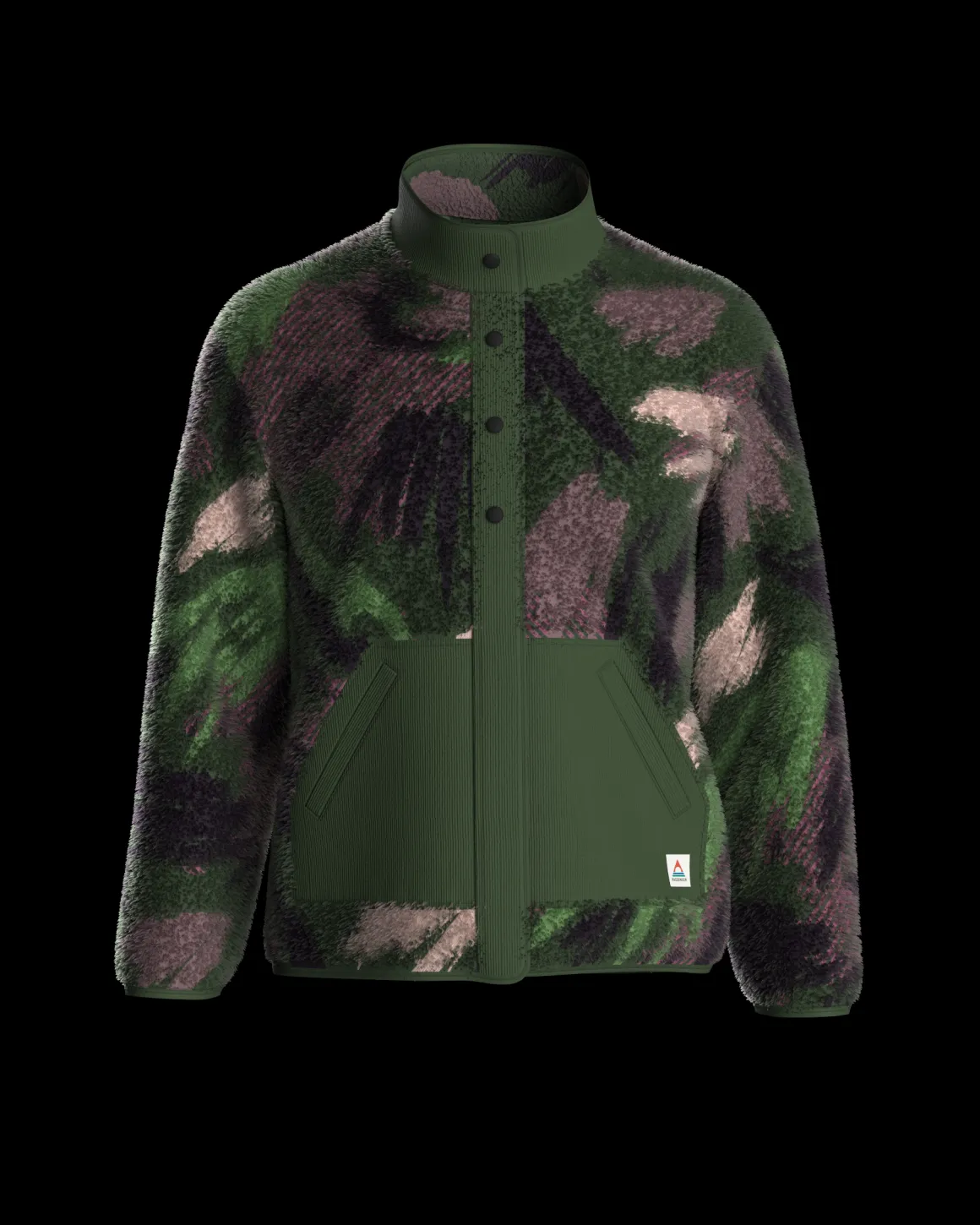 Clover Recycled Cotton-Lined Sherpa Fleece - Abstract Mountain Fir Tree