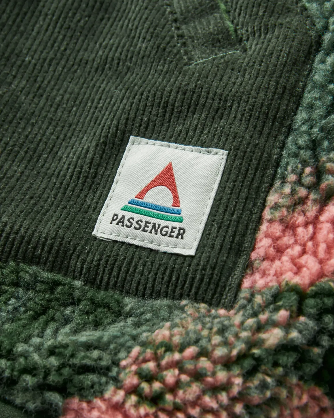 Clover Recycled Cotton-Lined Sherpa Fleece - Abstract Mountain Fir Tree