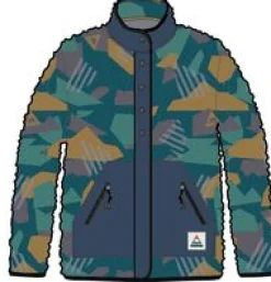 Clover Recycled Cotton-Lined Sherpa Fleece - Deep Blue Camo Pattern