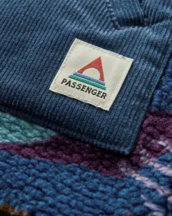 Clover Recycled Cotton-Lined Sherpa Fleece - Deep Blue Camo Pattern