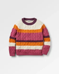 Comfort Organic Cotton Knitted Sweater - Rhubarb Multi Stripe
