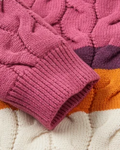 Comfort Organic Cotton Knitted Sweater - Rhubarb Multi Stripe