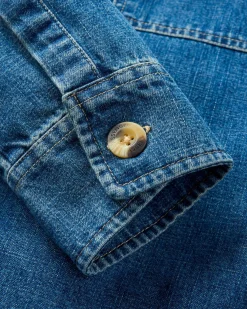 Coral Organic Cotton Long Sleeve Shirt - Washed Denim