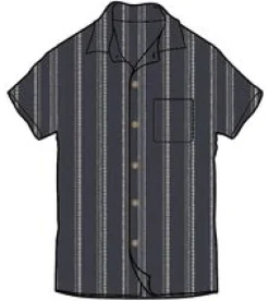 Cove Organic Cotton Short Sleeve Shirt - Deep Navy Jacquard Stripe