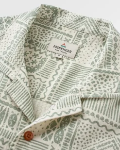 Cove Organic Cotton Short Sleeve Shirt - Vintage Patchwork Pistachio