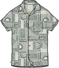 Cove Organic Cotton Short Sleeve Shirt - Vintage Patchwork Pistachio