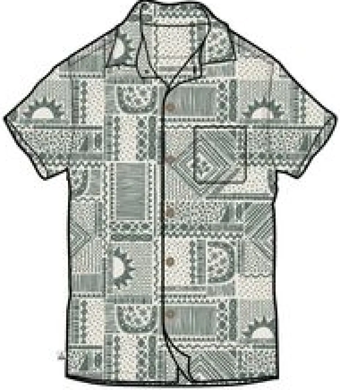 Cove Organic Cotton Short Sleeve Shirt - Vintage Patchwork Pistachio