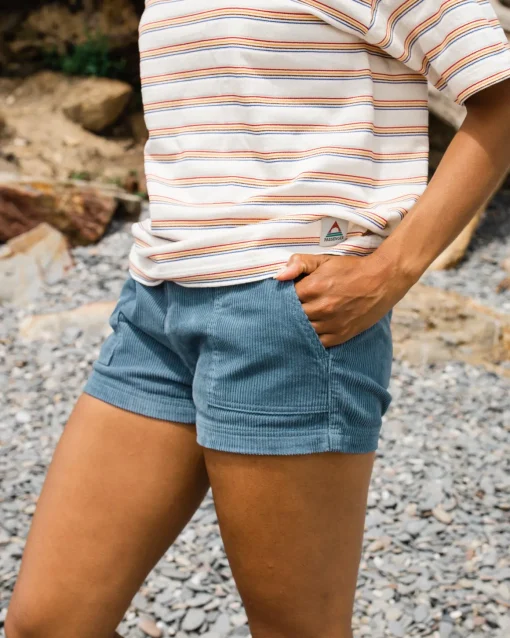 Del Sur Cord Short - Stone Blue