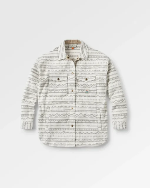 East Recycled Polar Fleece Long Sleeve Shirt - Mountain Geo Vintage White
