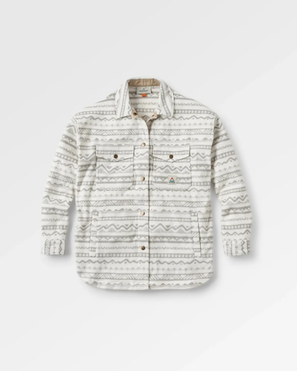 East Recycled Polar Fleece Long Sleeve Shirt - Mountain Geo Vintage White
