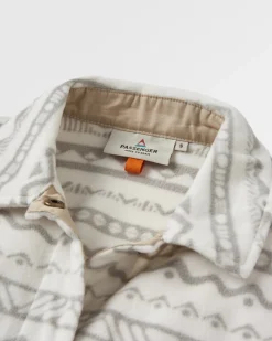 East Recycled Polar Fleece Long Sleeve Shirt - Mountain Geo Vintage White