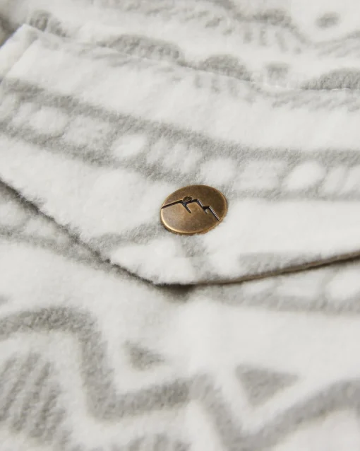 East Recycled Polar Fleece Long Sleeve Shirt - Mountain Geo Vintage White