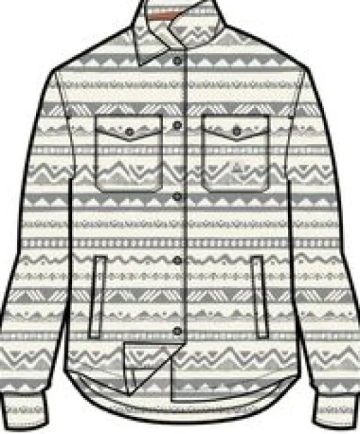 East Recycled Polar Fleece Long Sleeve Shirt - Mountain Geo Vintage White
