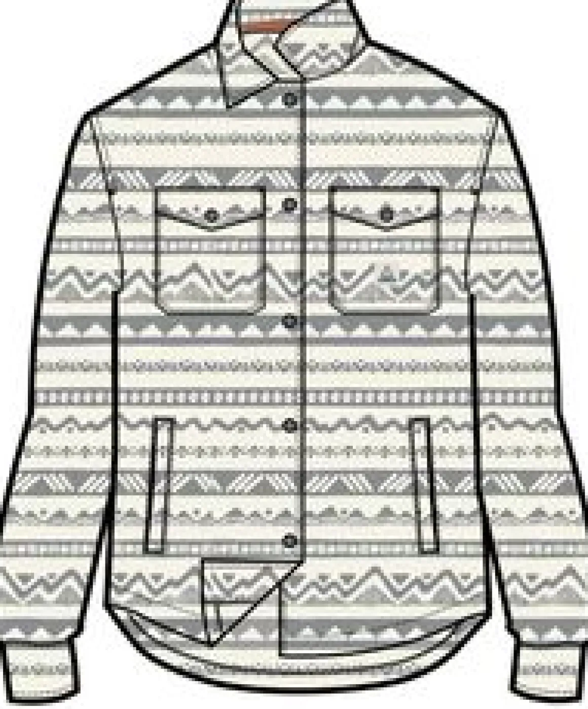 East Recycled Polar Fleece Long Sleeve Shirt - Mountain Geo Vintage White