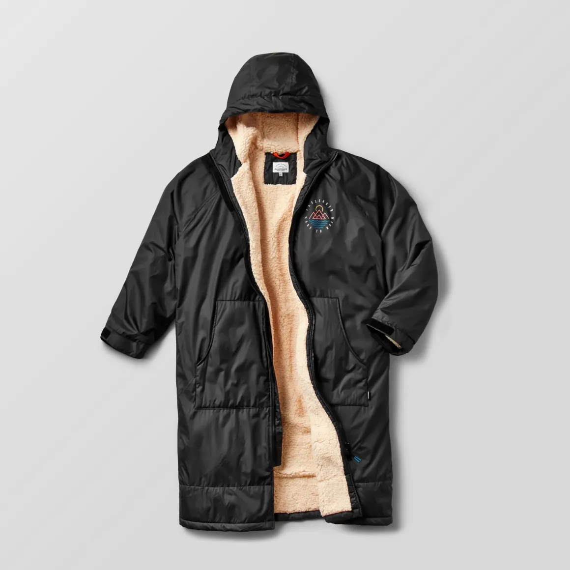 Escapism Recycled Sherpa Lined Changing Robe - Black