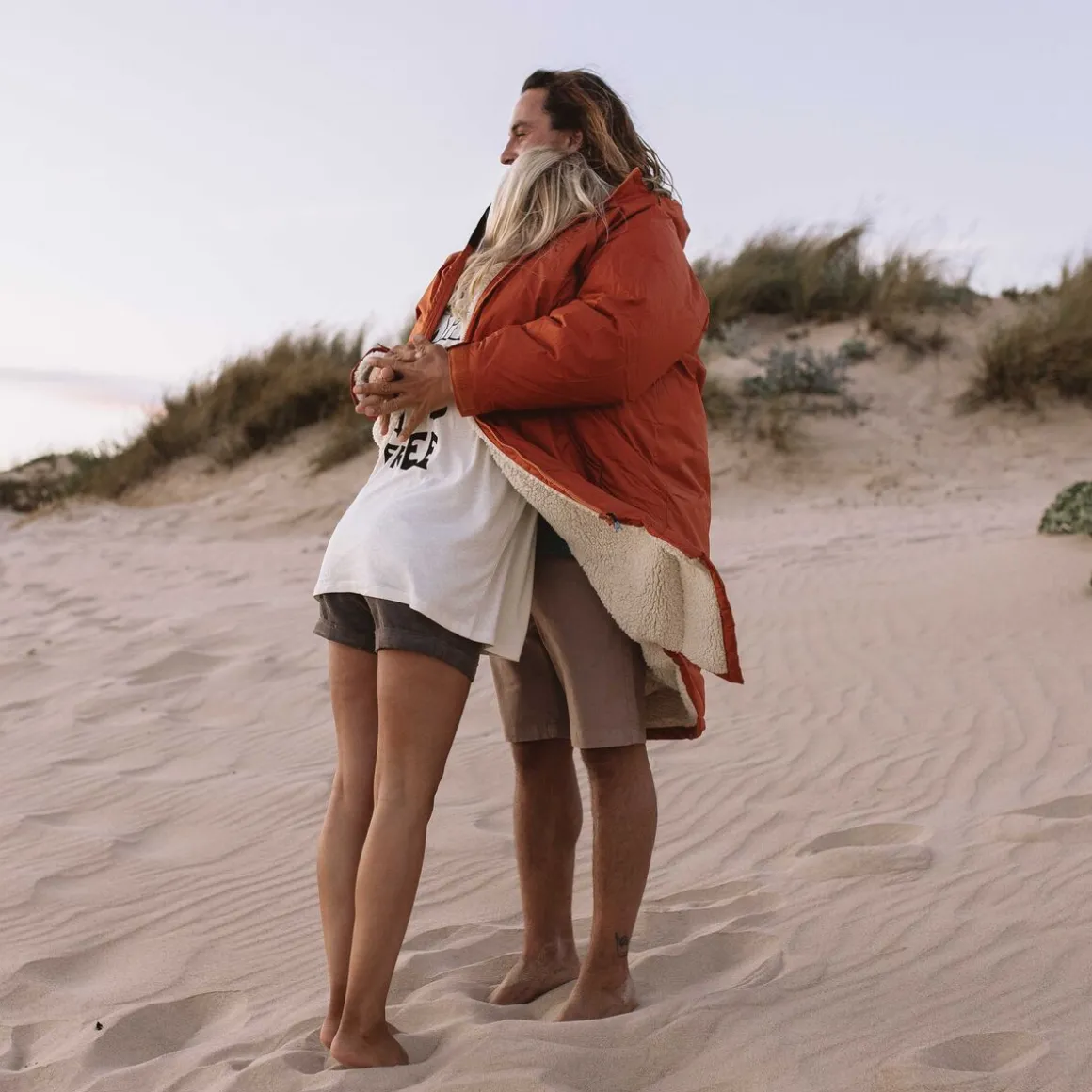 Escapism Recycled Sherpa Lined Changing Robe - Rust