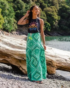 Fareway Recycled Cotton Maxi Skirt - Sunburst Green Spruce