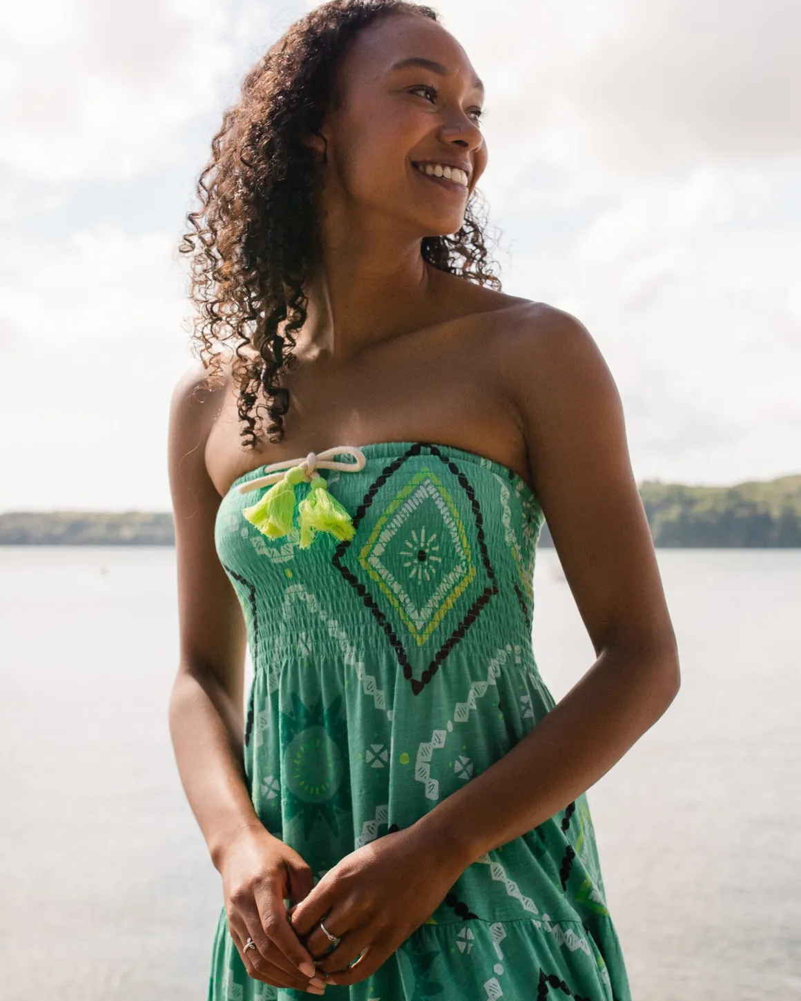 Fareway Recycled Cotton Maxi Skirt - Sunburst Green Spruce