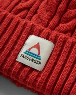 Fireside Recycled Cable Knit Hat - Red Ochre