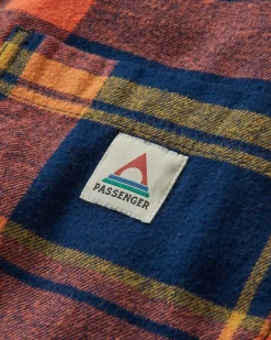 Flint Organic Cotton Shirt Jacket - Rich Navy/Burnt Orange