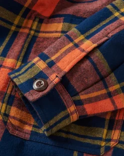 Flint Organic Cotton Shirt Jacket - Rich Navy/Burnt Orange