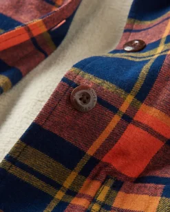 Flint Organic Cotton Shirt Jacket - Rich Navy/Burnt Orange