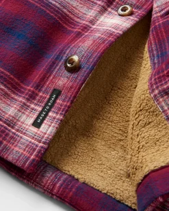 Freestyle Sherpa-Lined Shirt Jacket - Wine/Rich Navy Check