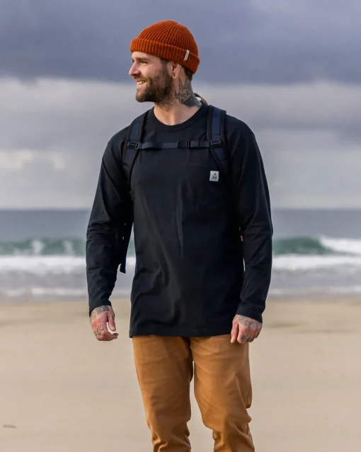 Heritage Recycled Relaxed Fit Long Sleeve T-Shirt - Black