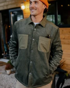 Kodiak Sherpa Lined Cord Shirt Jacket - Dusty Olive