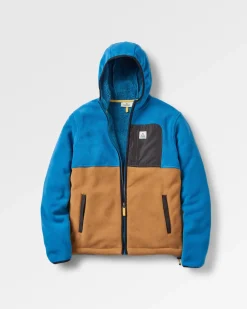 Loch Hooded Recycled Polar Fleece - Toffee/Blue Steel