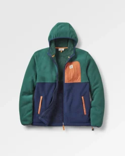 Loch Hooded Recycled Polar Fleece - Rain Forest/Rich Navy